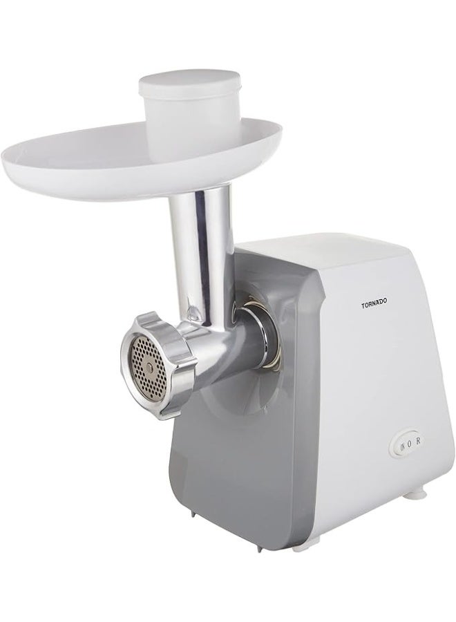 Tornado Electric Meat Grinder, 1200 Watts Power, 3 Grinding Blades, Reverse Function, White - Model MG-1200T - Image 1